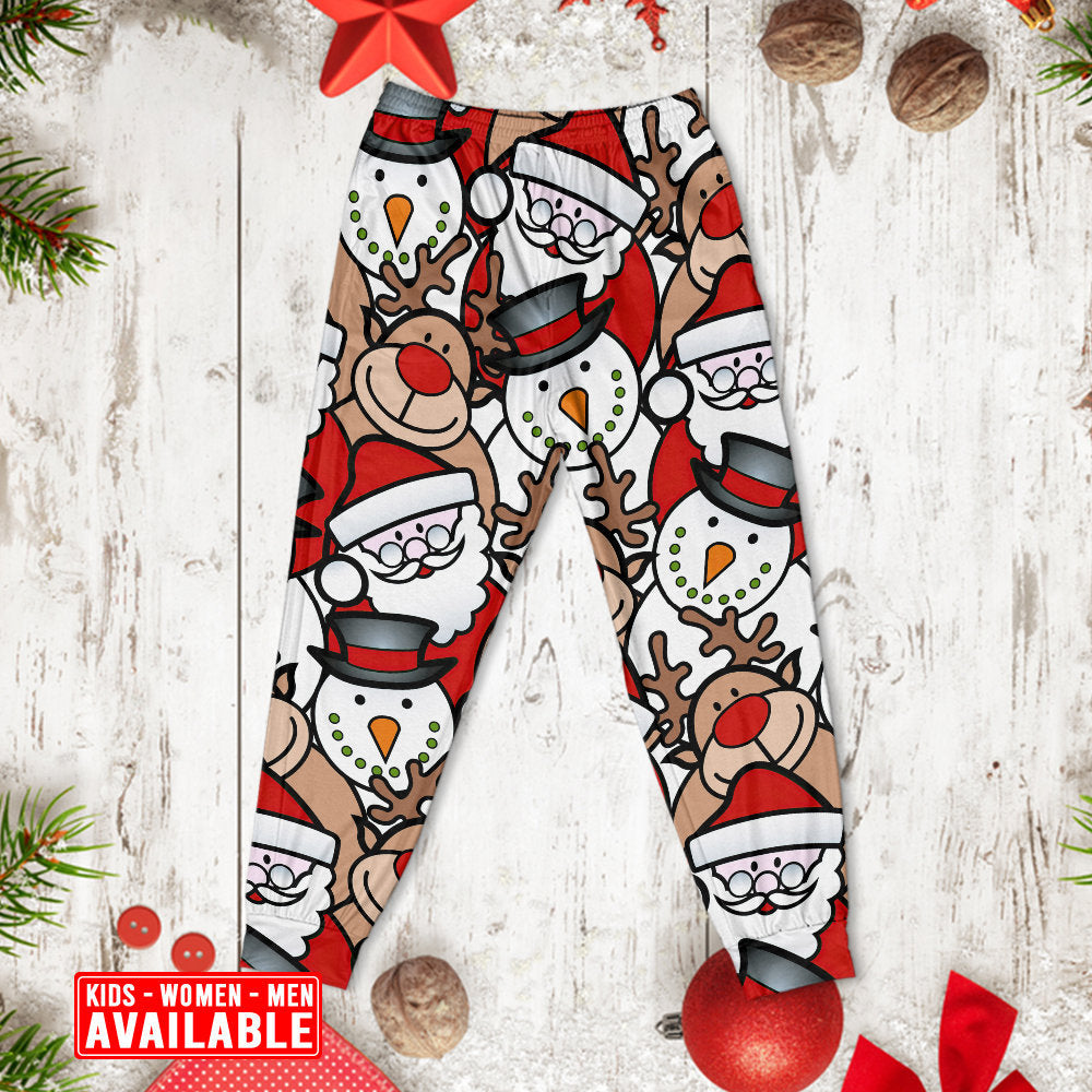 Christmas Cutie Santa And Reindeer Funny Style - Pajamas Long Sleeve - Owls Matrix LTD