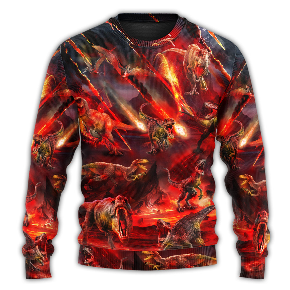 Christmas Sweater / S Dinosaur Meteorite Cool Style - Sweater - Ugly Christmas Sweaters - Owls Matrix LTD