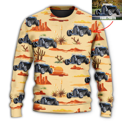 Christmas Sweater / S Hot Rod Vintage Landscape Cowboy Custom Photo - Sweater - Ugly Christmas Sweaters - Owls Matrix LTD