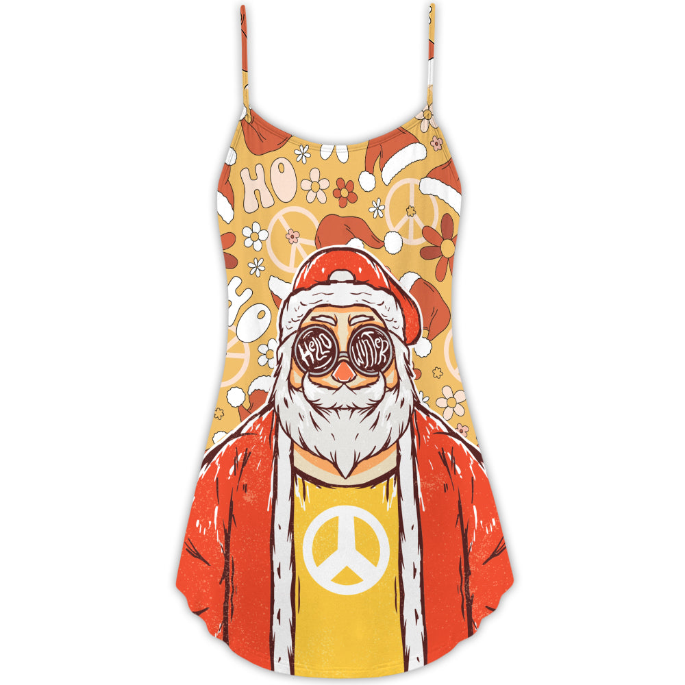 Christmas Santa Cutie Hippie Groovy - V-neck Sleeveless Cami Dress - Owls Matrix LTD