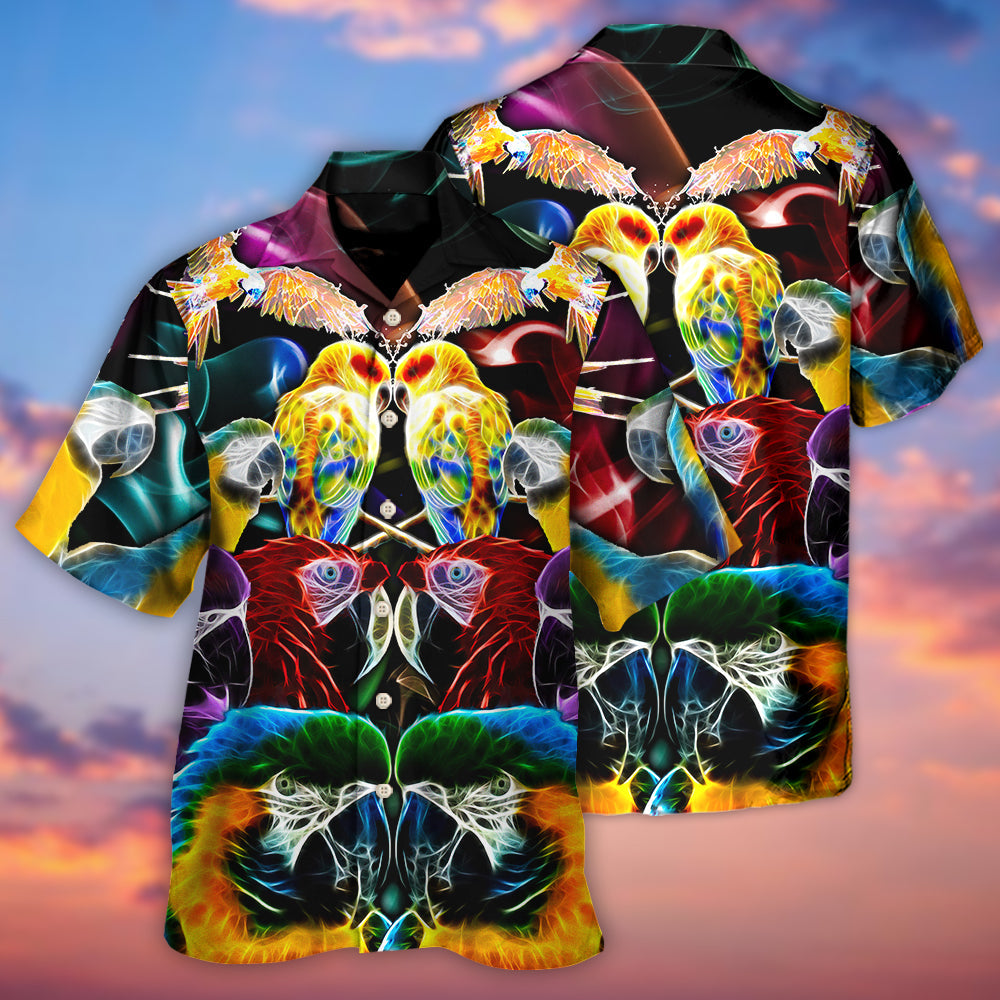 Parrot Wild Animal Neon Colorful - Hawaiian Shirt - Owls Matrix LTD
