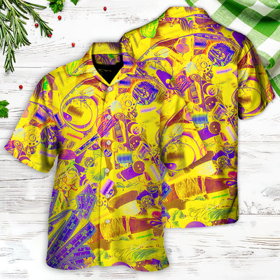 Embroidery Sewing Tailor Spool Vintage Retro Yellow Knitting - Hawaiian Shirt - Owls Matrix LTD