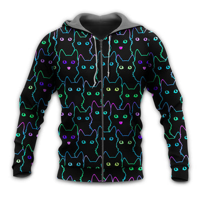 Zip Hoodie / S Cat Cute Little Kitten Neon - Hoodie - Owls Matrix LTD