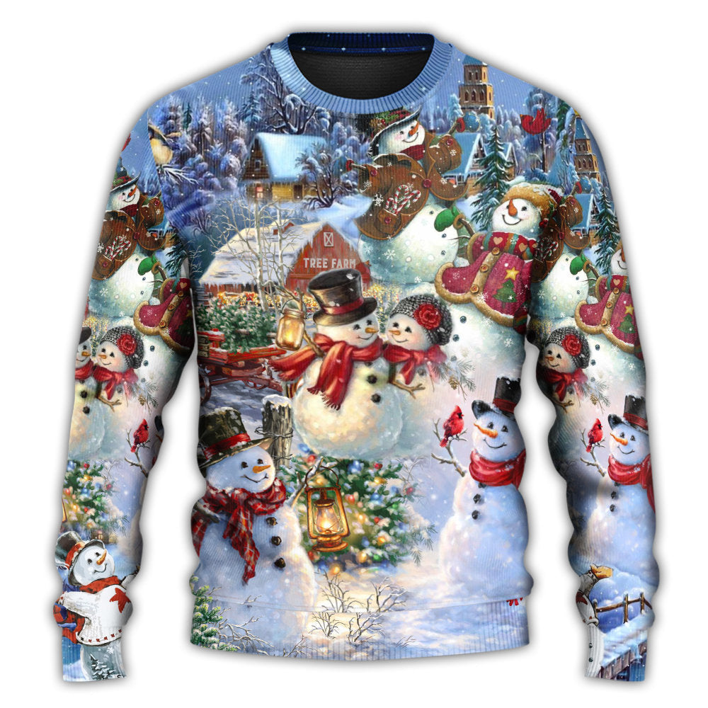 Christmas Sweater / S Christmas Snowman Lover Happy Couple Snowman - Sweater - Ugly Christmas Sweaters - Owls Matrix LTD