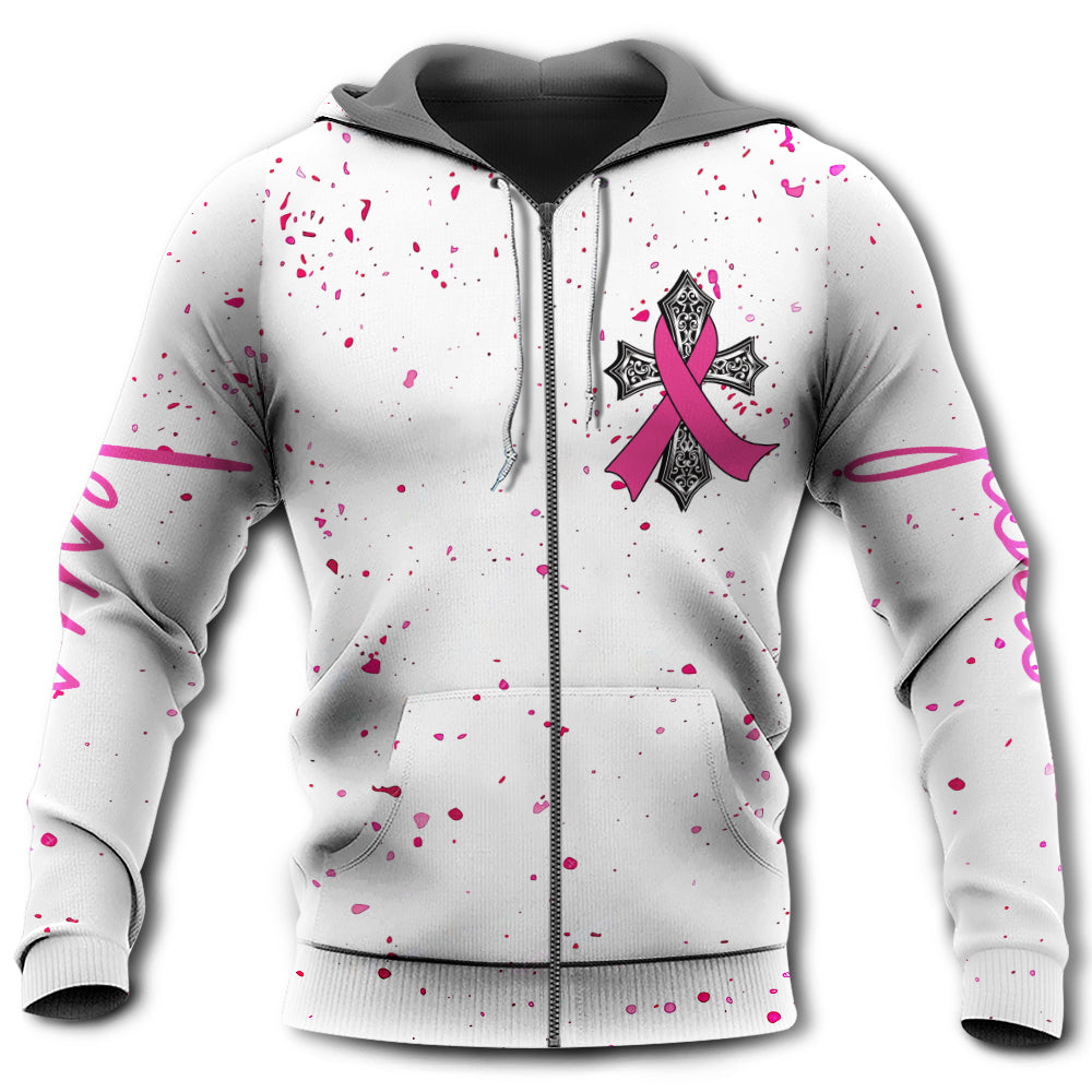 Zip Hoodie / S Breast Cancer Awareness We Wear Pink For Myself - Hoodie - Owls Matrix LTD