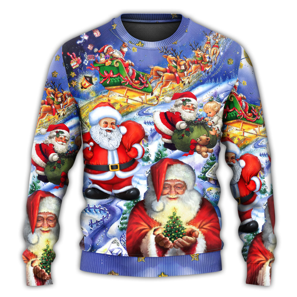 Christmas Sweater / S Christmas Funny Santa Claus Happy Xmas Is Coming Art Style Classic - Sweater - Ugly Christmas Sweaters - Owls Matrix LTD