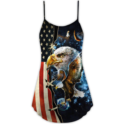 America Eagle Amazing Galaxy - V-neck Sleeveless Cami Dress - Owls Matrix LTD
