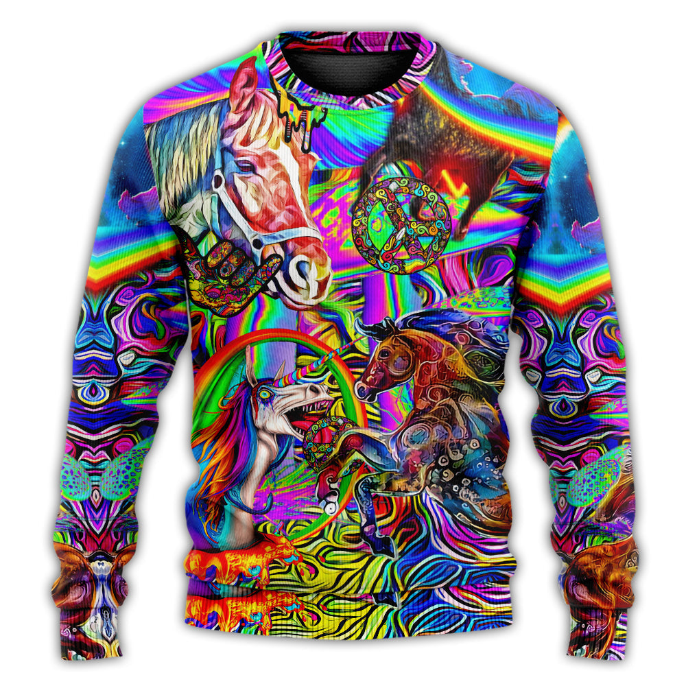 Christmas Sweater / S Hippie Horse Run For You - Sweater - Ugly Christmas Sweaters - Owls Matrix LTD