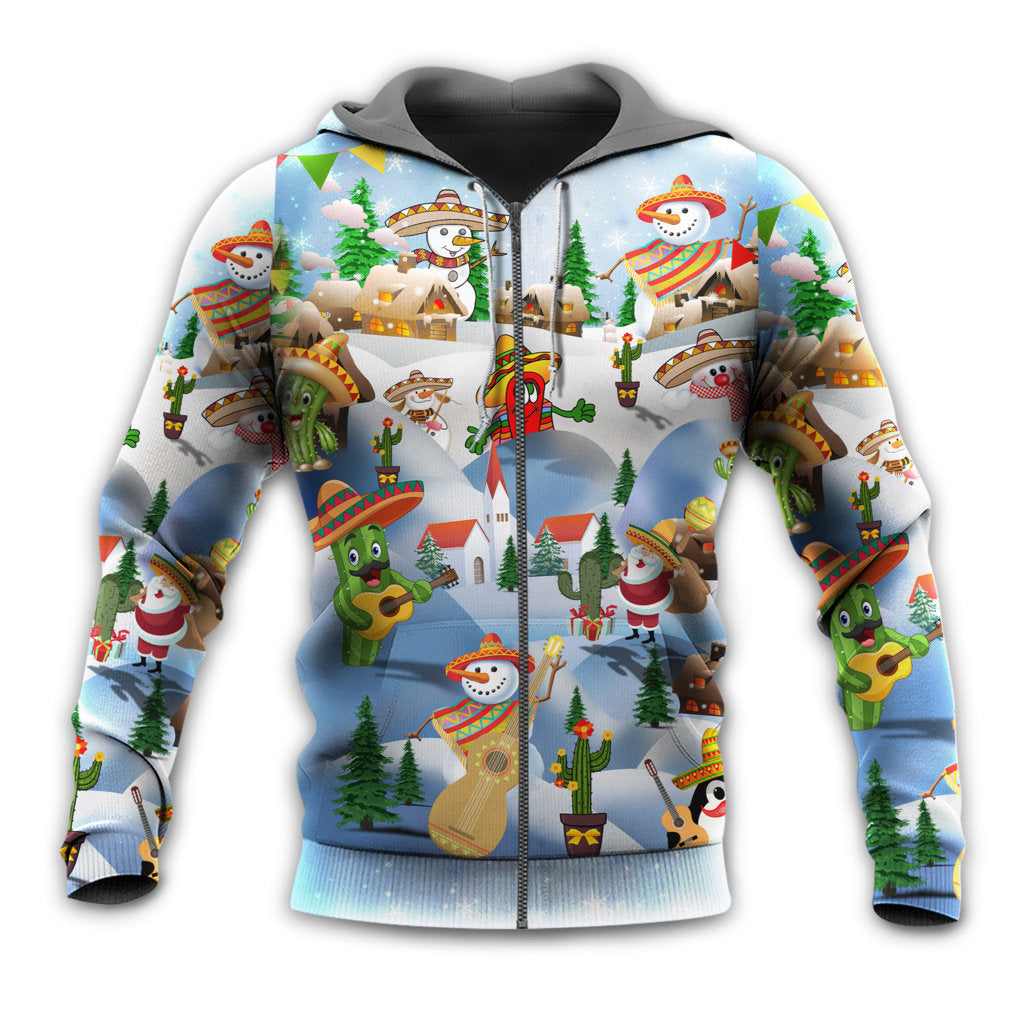 Zip Hoodie / S Christmas Merican Say Merry Xmas - Hoodie - Owls Matrix LTD