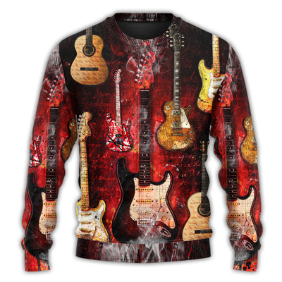 Halloween Guitar Abstract Guitar Art Style - Sweater - Ugly Christmas Sweaters - Owls Matrix LTD