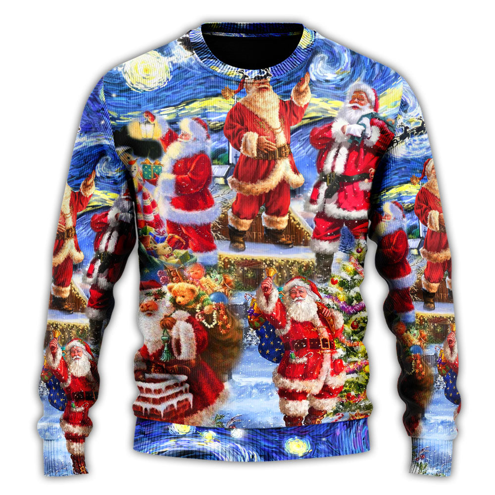 Christmas Sweater / S Christmas Santa Snow Night Merry Xmas - Sweater - Ugly Christmas Sweaters - Owls Matrix LTD