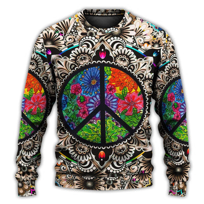 Christmas Sweater / S Hippie Peace Sign Galaxy - Sweater - Ugly Christmas Sweaters - Owls Matrix LTD