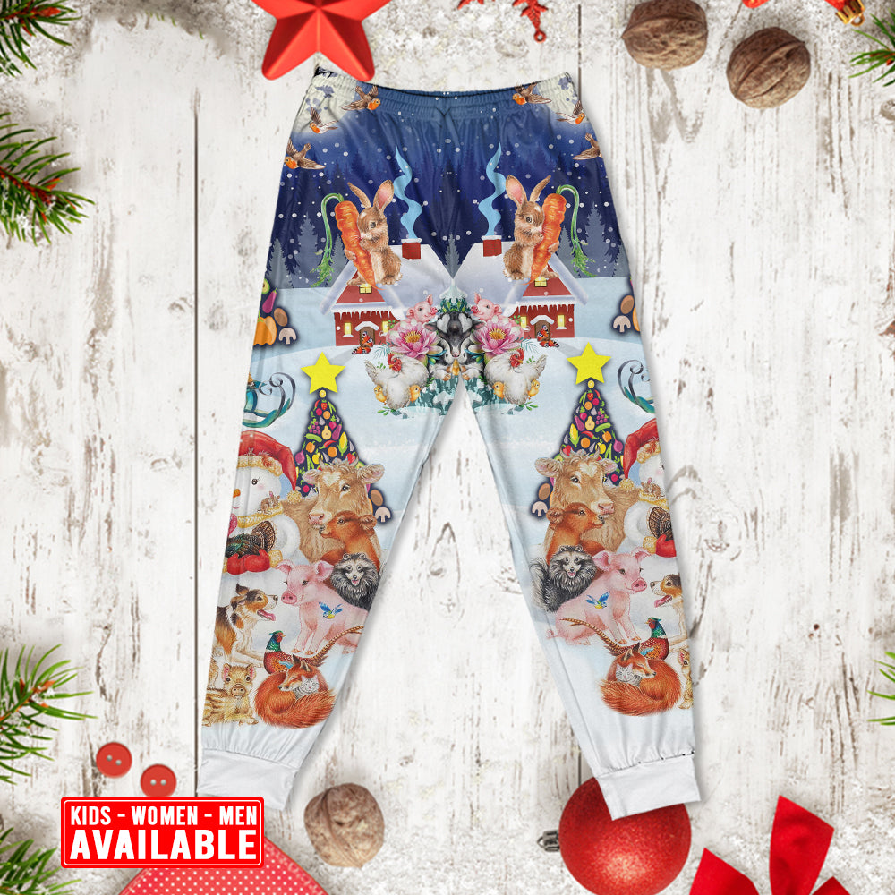 Christmas Happy Animals Merry Xmas - Pajamas Long Sleeve - Owls Matrix LTD