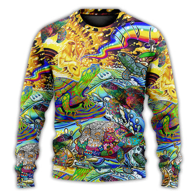 Christmas Sweater / S Hippie Turtle Colorful Art Peace - Sweater - Ugly Christmas Sweaters - Owls Matrix LTD