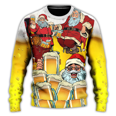 Christmas Sweater / S Christmas Santa I Want More Beer - Sweater - Ugly Christmas Sweaters - Owls Matrix LTD