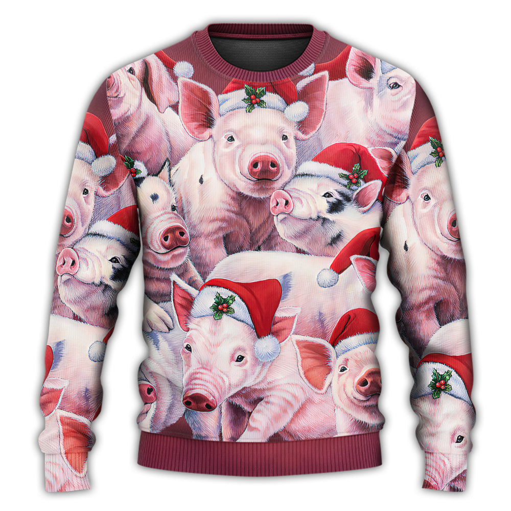 Christmas Sweater / S Christmas Piggies Funny Xmas Is Coming Art Style - Sweater - Ugly Christmas Sweaters - Owls Matrix LTD