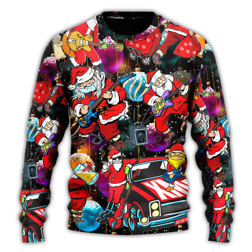 Christmas Sweater / S Christmas Guitar Music And Santa Merry Very Xmas - Sweater - Ugly Christmas Sweaters - Owls Matrix LTD