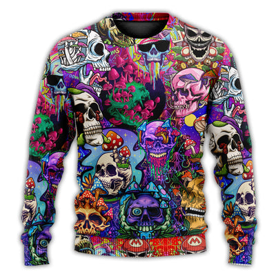 Christmas Sweater / S Hippie Mushroom And Skull Colorful Art - Sweater - Ugly Christmas Sweaters - Owls Matrix LTD