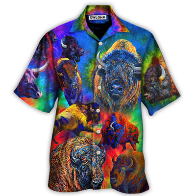Hawaiian Shirt / Adults / S Bison Animals Colorful Bisons - Hawaiian Shirt - Owls Matrix LTD