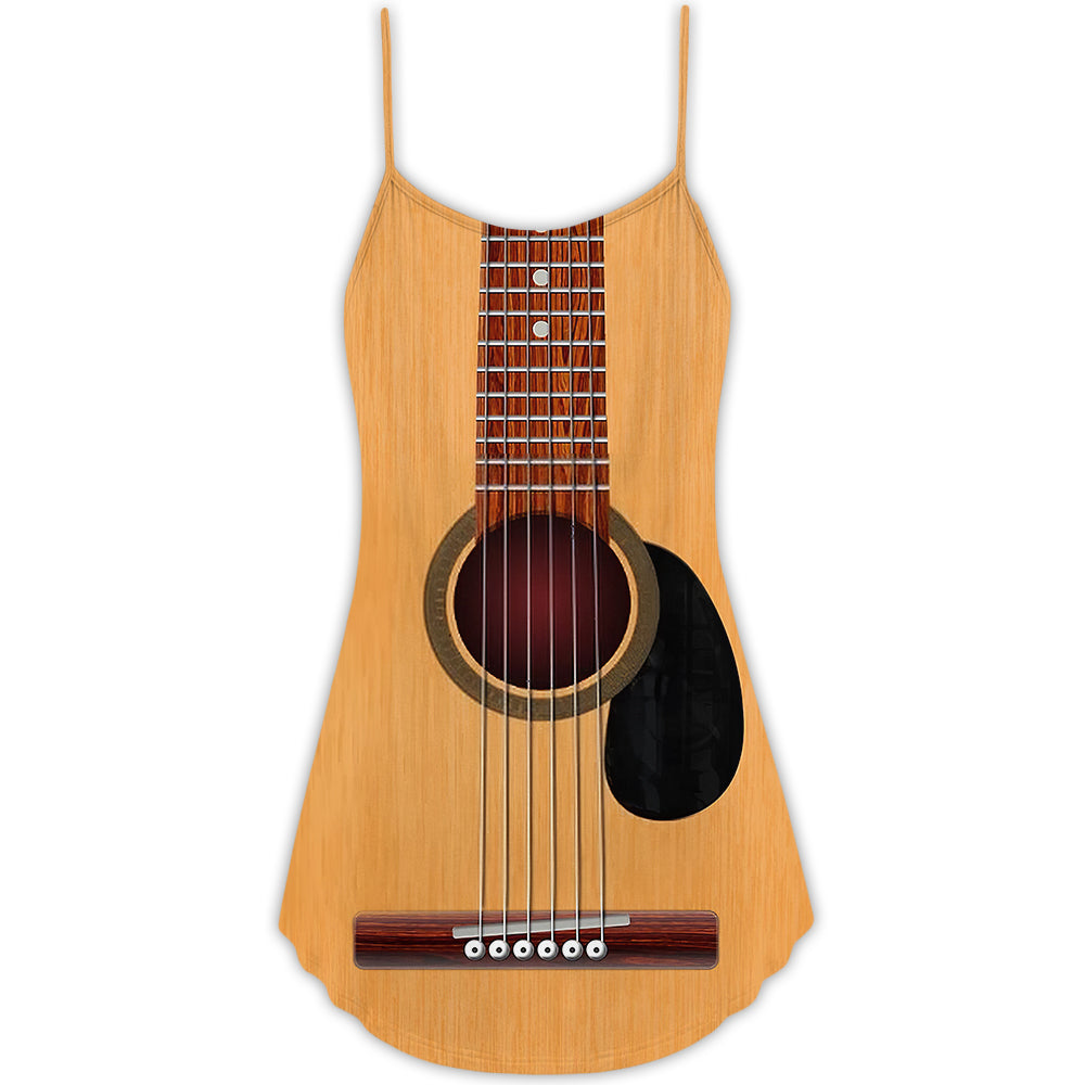 Guitar Amazing Music Basic Yellow Guitar - V-neck Sleeveless Cami Dress - Owls Matrix LTD