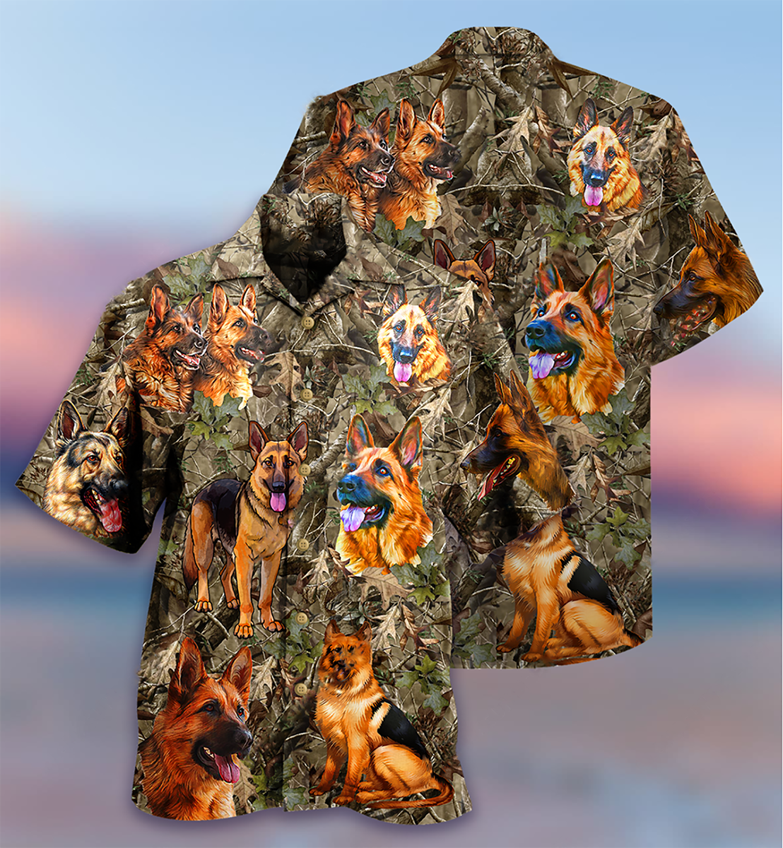 German Shepherd Dog Love Hunting - Hawaiian Shirt - Owls Matrix LTD