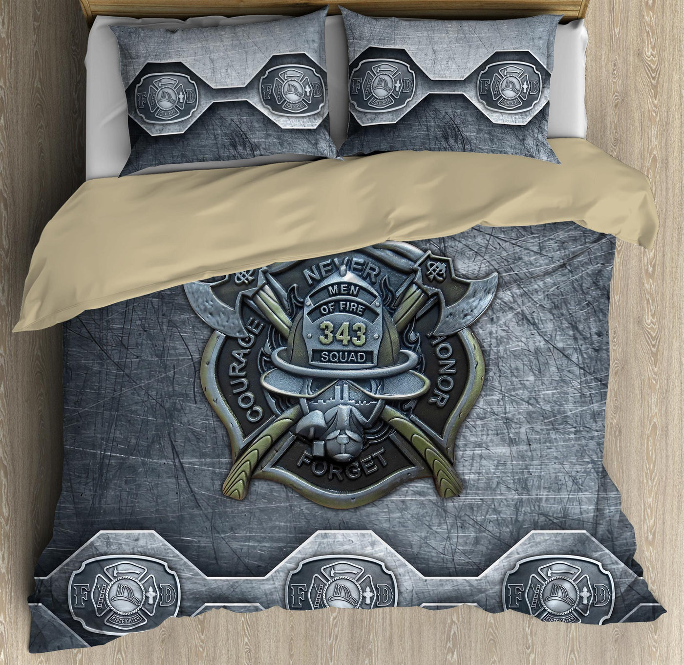 Firefighter Men Of Fire 343 Squad - Bedding Cover - Owls Matrix LTD