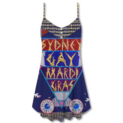 Sydney Gay Mardi Gras Vibe - V-neck Sleeveless Cami Dress - Owls Matrix LTD