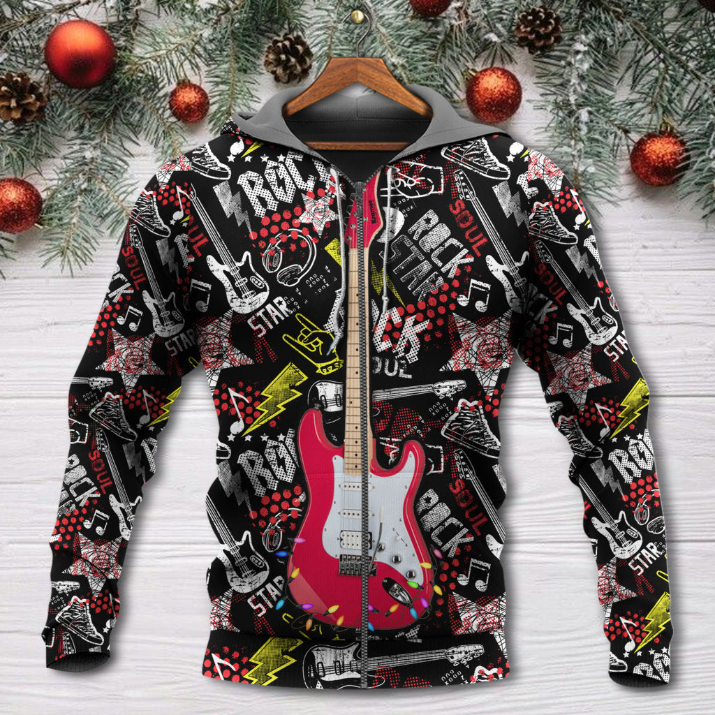 Christmas Guitar Rock Soul Merry Xmas - Hoodie - Owls Matrix LTD