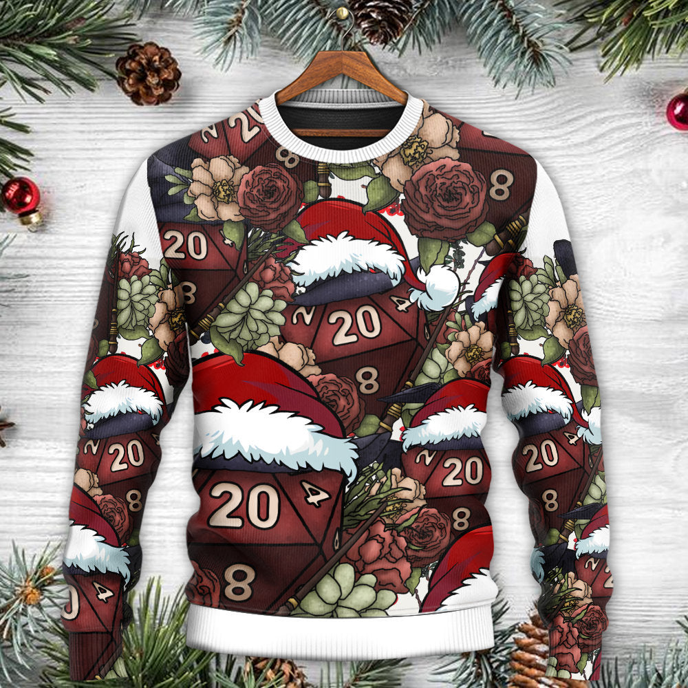Christmas D20 Witch Dice D20 Xmas Vibe - Sweater - Ugly Christmas Sweaters - Owls Matrix LTD