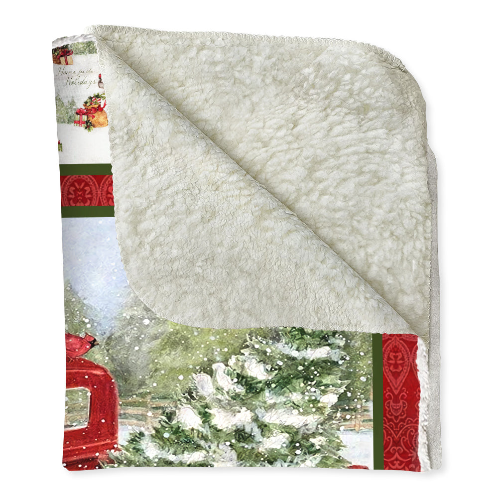 Cardinal Red Truck Merry Christmas Snowman - Flannel Blanket - Owls Matrix LTD