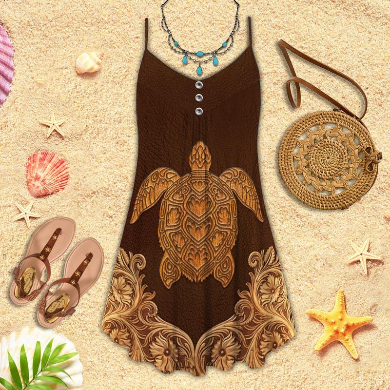 Turtle Is Beach Soul Leather Style - Summer Dress - Owls Matrix LTD