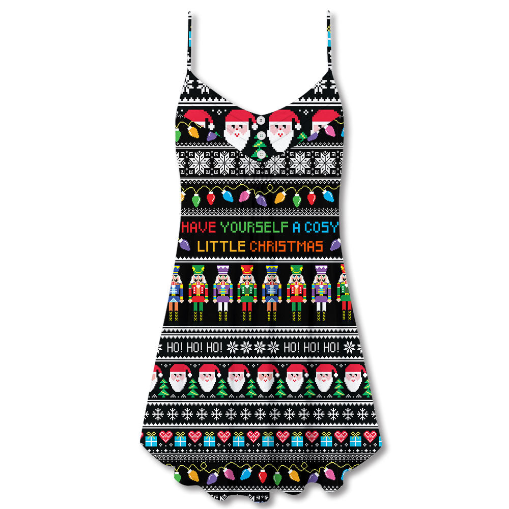 Christmas Have Yourself A Cosy Little Christmas - V-neck Sleeveless Cami Dress - Owls Matrix LTD