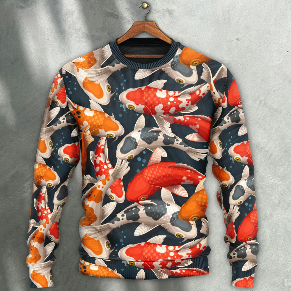 Koi Fish Swimming Colorful Crap - Sweater - Ugly Christmas Sweaters - Owls Matrix LTD