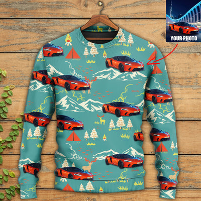 Car Driving On Mountain Custom Photo - Sweater - Ugly Christmas Sweaters - Owls Matrix LTD