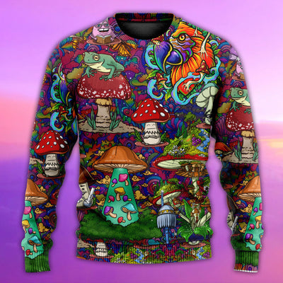 Hippie Mushroom Peace Lover - Sweater - Ugly Christmas Sweaters - Owls Matrix LTD