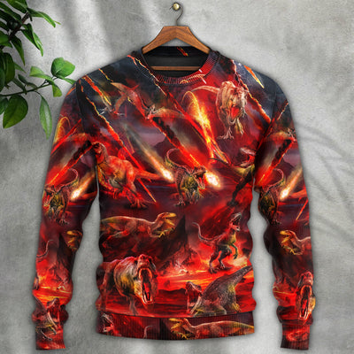 Dinosaur Meteorite Cool Style - Sweater - Ugly Christmas Sweaters - Owls Matrix LTD