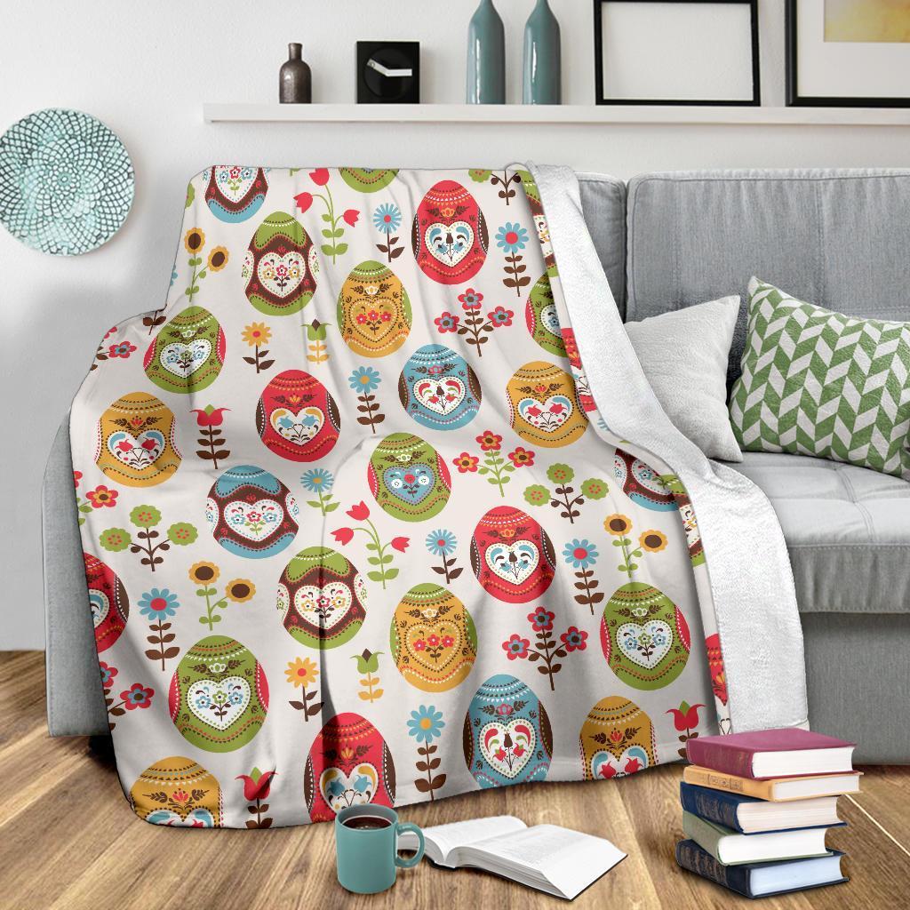 Easter Eggs Pattern Colorful Happy Easter Day - Flannel Blanket - Owls Matrix LTD
