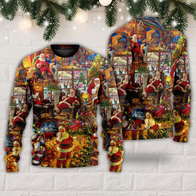 Santa Christmas Happy Holiday Season Of Joy - Sweater - Ugly Christmas Sweaters - Owls Matrix LTD
