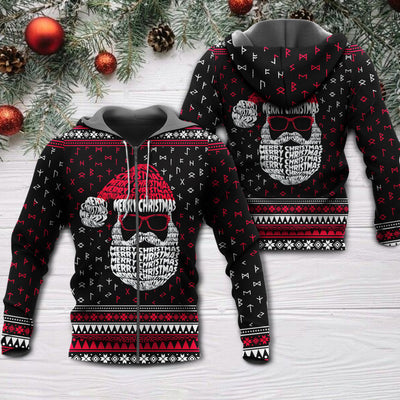 Christmas Santa Claus Retro Viking Pattern - Hoodie - Owls Matrix LTD