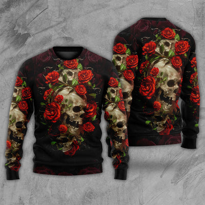 Skull And Roses Art - Sweater - Ugly Christmas Sweaters - Owls Matrix LTD