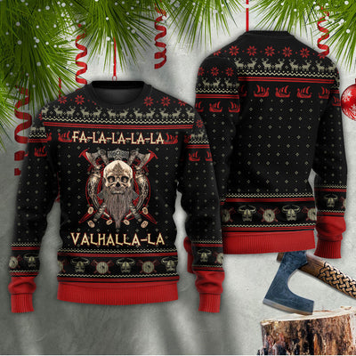 Viking Valhalla Black And Red La La - Sweater - Ugly Christmas Sweaters - Owls Matrix LTD