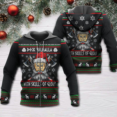 Christmas Deck Valhalla With Skull Of Glory - Hoodie - Owls Matrix LTD