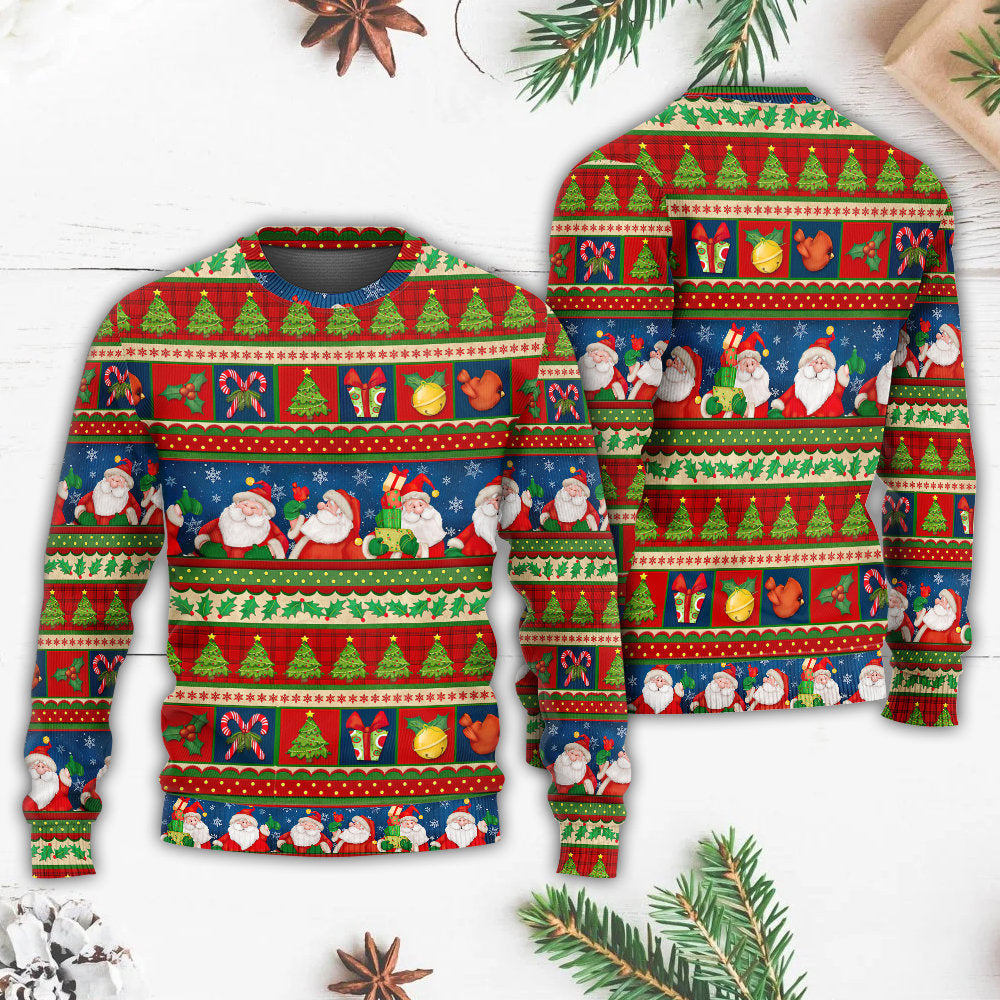 Christmas Santa Claus Happy Xmas - Sweater - Ugly Christmas Sweaters - Owls Matrix LTD