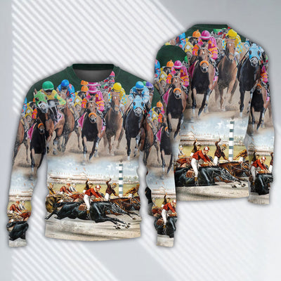 Horse Racing Great Horse Best Seat - Sweater - Ugly Christmas Sweaters - Owls Matrix LTD
