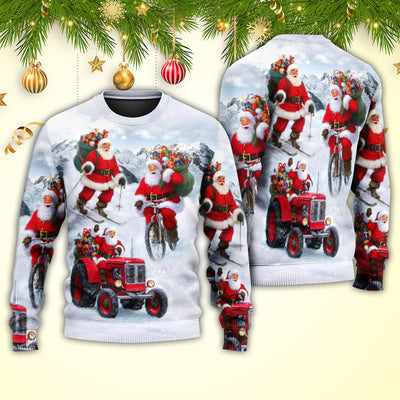 Christmas Having Fun With Santa Claus Gift For Xmas - Sweater - Ugly Christmas Sweaters - Owls Matrix LTD