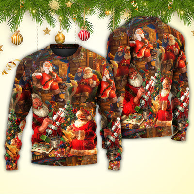 Christmas Funny Santa Claus Gift Xmas Is Coming Art Style - Sweater - Ugly Christmas Sweaters - Owls Matrix LTD