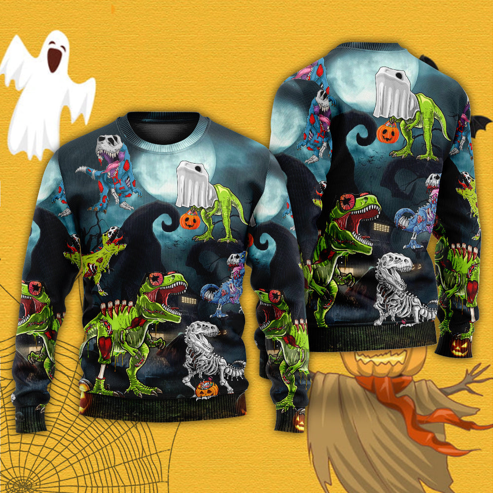 Halloween Zombie Saurus Scary - Sweater - Ugly Christmas Sweaters - Owls Matrix LTD