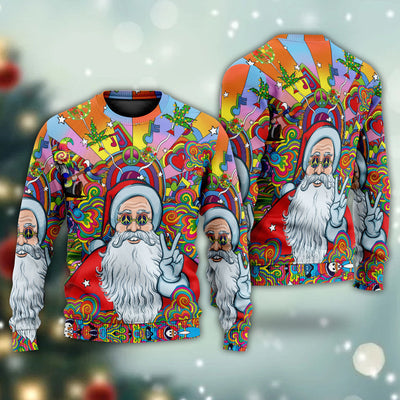Hippie Santa Claus Color - Sweater - Ugly Christmas Sweaters - Owls Matrix LTD
