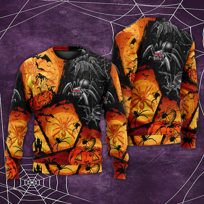 Halloween Spider Pumpkin Scary - Sweater - Ugly Christmas Sweaters - Owls Matrix LTD