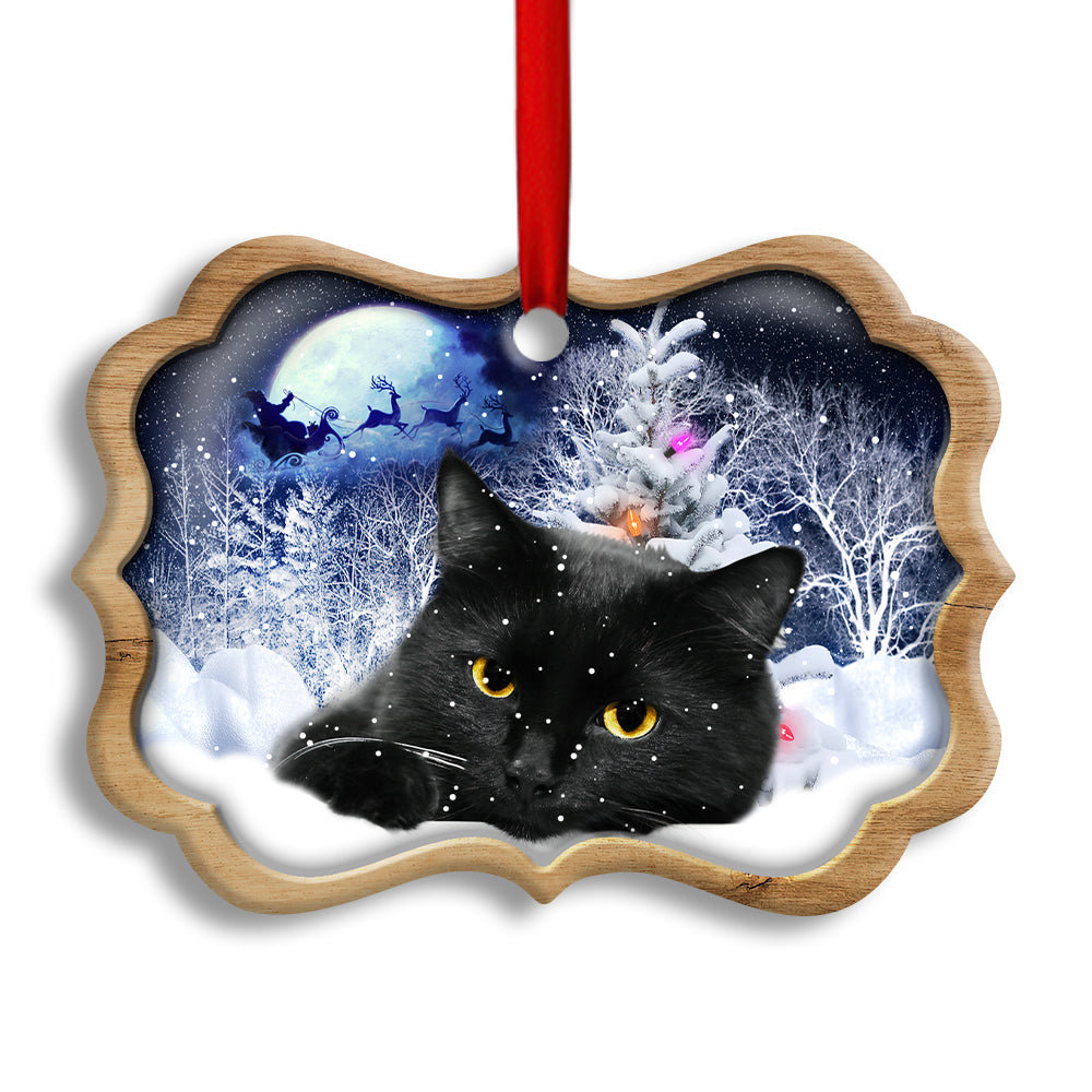 Pack 1 Christmas Black Cat Love Xmas Light Decor Tree Hanging - Horizontal Ornament - Owls Matrix LTD
